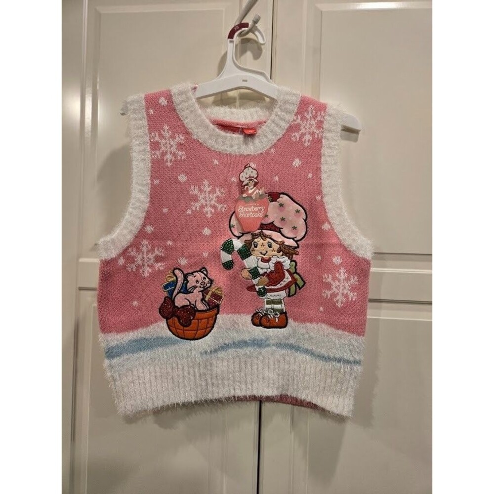 Strawberry Shortcake Christmas Sweater Vest - Womens Small - NEW